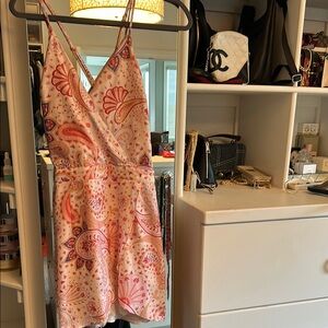 Lovers + Friends Pink Paisley Wrap Dress M